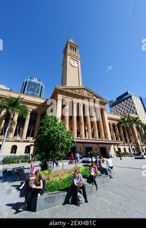 City Hall Clock Tower in Brisbane, Australia. Stock Photo