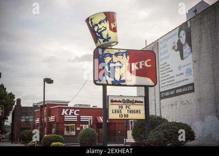 A Kentucky Fried Chicken franchise restaurant is seen in the Sunset Park neighborhood of Brooklyn in New York on Tuesday, September 30, 2014. Yum Brands reported fourth-quarter profit that beat analysts' expectations citing customers' seemingly insatiable demand for its fried chicken at its KFC brand. (Photo by Richard B. Levine)