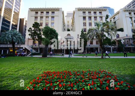 The Anzac Square & Memorial Galleries between Ann street and Adelaide street in Brisbane, Australia. Stock Photo