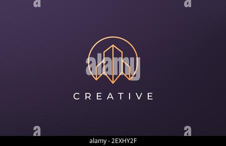 simple and modern gold real estate logo Stock Vector
