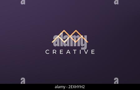 simple mountain logo emblem luxury gold color represents expedition and adventure Stock Vector