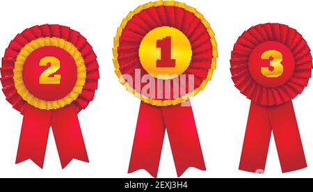 Badge with ribbons icons. Winning award, prize, medal or badge. Vector ...