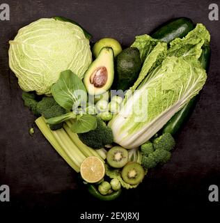 Mix of cabbages on white background: white cabbage, red cabbage, Savoy cabbage, Roman cabbage Stock Photo