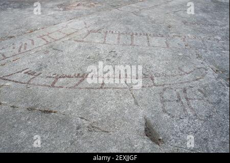 Rock carvings in Sweden Stock Photo