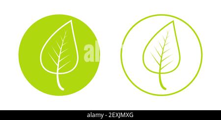 Spring time of the year icon, young growing green leaf vector spring logo sign, round leaf icon Stock Vector