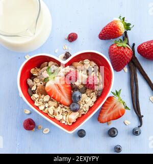 Muesli with fresh berries Stock Photo