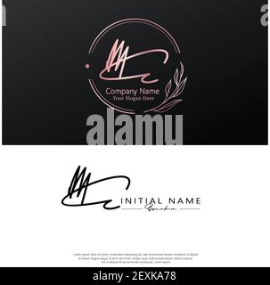 M E ME E M EM Initial letter handwriting and signature logo. Beauty vector initial logo .Fashion, boutique, floral and botanical Stock Vector