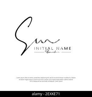 S M SM S W SW Initial letter handwriting and signature logo. Beauty vector initial logo .Fashion, boutique, floral and botanical Stock Vector