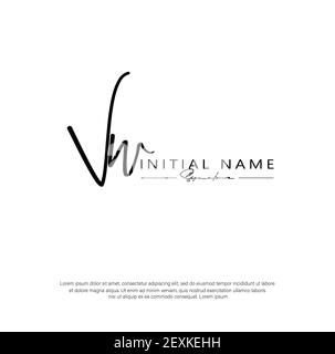 V W VW Initial letter handwriting and signature logo. Beauty vector initial logo .Fashion, boutique, floral and botanical Stock Vector