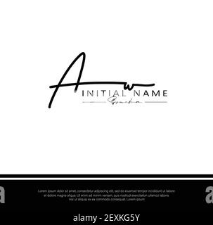 AW Handwriting logo vector art of initial signature, wedding, fashion ...