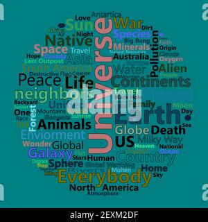 Earth Related Concept Wordcloud Word Bubble Universe Planet Illustration Stock Photo