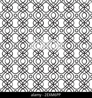 A seamless retro pattern with dots intertwined with lines. Stock Vector