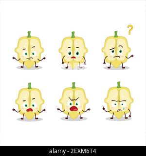 Cartoon character of slice of patisson with what expression. Vector illustration Stock Vector