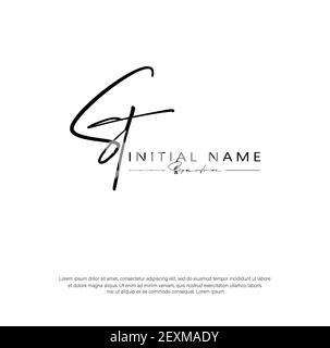 S T ST Initial letter handwriting and signature logo. Beauty vector initial logo .Fashion, boutique, floral and botanical Stock Vector