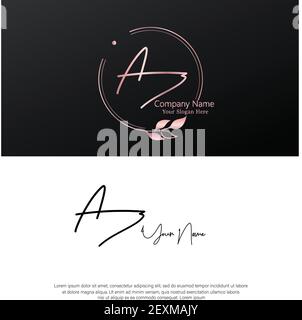 A Z AZ Initial letter handwriting and signature logo. Beauty vector initial logo .Fashion, boutique, floral and botanical Stock Vector