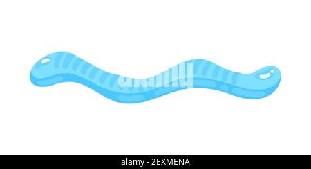 Blue gummy jelly worm sweet candy with amazing flavor flat style design vector illustration. Stock Vector