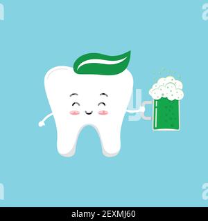 St Patrick day tooth with glass of beer. Stock Vector