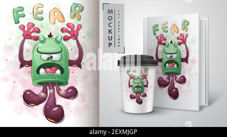 Cute monster - poster and merchandising. Stock Vector