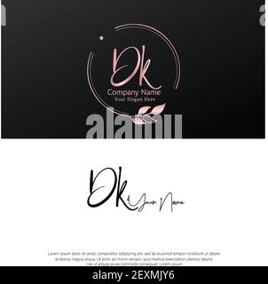 D K DK Initial letter handwriting and signature logo. Beauty vector initial logo .Fashion, boutique, floral and botanical Stock Vector