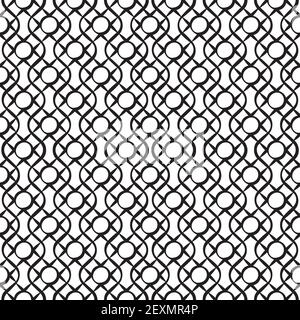 A seamless retro pattern with dots intertwined with lines. Stock Vector