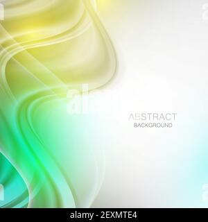Abstract vector wavy background.Vector waves background.Green and yellow wavy shapes. Stock Vector