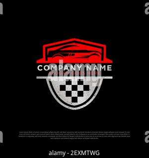 auto car modification logo vector image, repair automotive logo shield Stock Vector