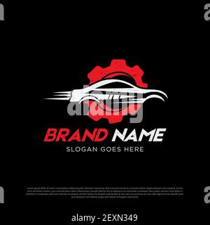 Speed car modification logo vector image, repair car logo design inspirations Stock Vector