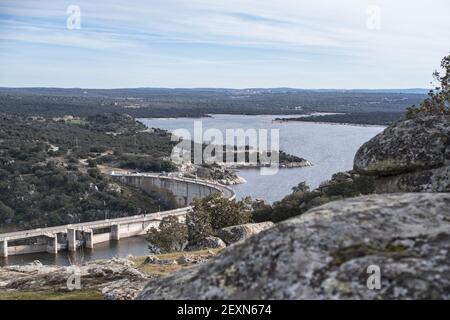 A view of Las Cogotas Reservoir, Mingorria, Avila, Castilla-Leon, Spain Stock Photo