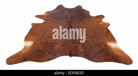 Isolated picture of a cow skin on a white background - Floor carpet Stock Photo