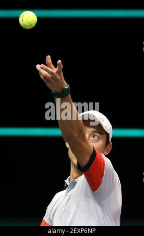 Kei Nishikori of Japan during day 3 of the 48th ABN AMRO World Tennis Tournament, an ATP Tour 500 tournament on March 3, 2021 at the Rotterdam Ahoy in Rotterdam, Netherlands - Photo Jean Catuffe / DPPI Stock Photo