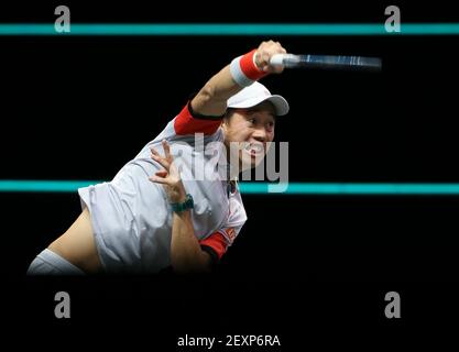 Kei Nishikori of Japan during day 3 of the 48th ABN AMRO World Tennis Tournament, an ATP Tour 500 tournament on March 3, 2021 at the Rotterdam Ahoy in Rotterdam, Netherlands - Photo Jean Catuffe / DPPI Stock Photo