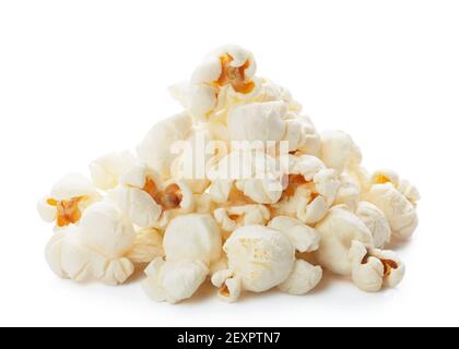 small heap of popcorn isolated on white Stock Photo