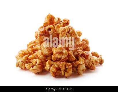 pile of caramel corn isolated on white Stock Photo