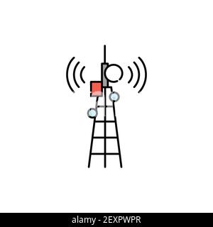 Broadcast color line icon. Pictogram for web page, mobile app, promo. UI UX GUI design element. Editable stroke. Stock Vector