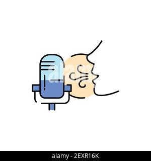 Sound recording color line icon. Asmr. Autonomous sensory meridian response, sound waves as a symbol of enjoying sounds, whisper and music. Sign for w Stock Vector
