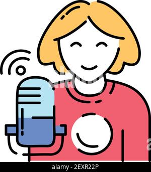 Sound recording asmr color line icon. Asmr. Sign for web page, mobile app, button, logo. Editable stroke. Stock Vector