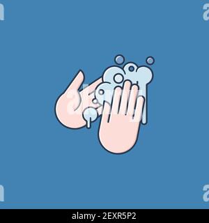 Washing hands with frothy soap vector illustration for Hand Washing Day on October 15 Stock Vector