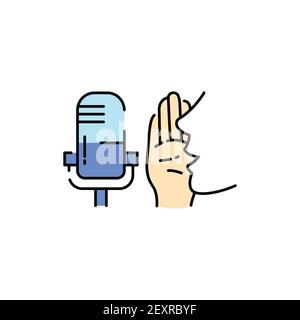 Whisper sound recording color line icon. Asmr. Autonomous sensory meridian response, sound waves as a symbol of enjoying sounds, whisper and music. Si Stock Vector