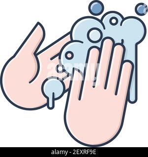 Washing hands with frothy soap isolated vector illustration for Hand Washing Day on October 15 Stock Vector