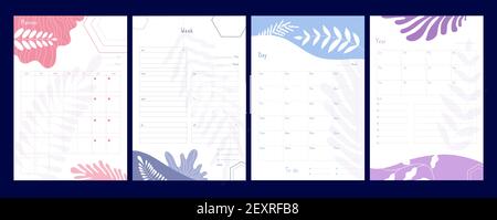 Weekly planner. Organizer and schedule with notes, planners and to do list, agenda checklists calendar office events vector template. Illustration office notebook, weekly calendar, agenda diary Stock Vector