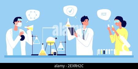 Laboratory concept. Scientists pharmaceutical tests vector illustration. Medicine, pharmacy, medical research. Illustration medical laboratory, pharmacy medicine test Stock Vector