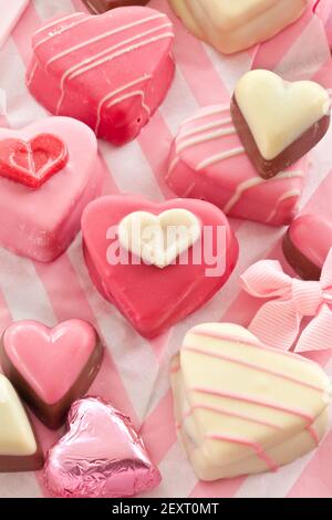 Colourful heart shaped petit fours Stock Photo