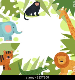 Border template design with cute crocodile illustration Stock Vector ...