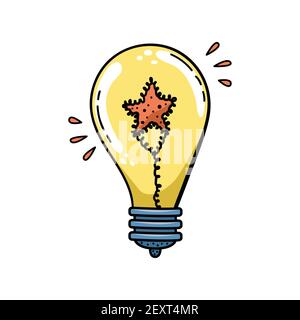 Doodle of creative light bulb illustration. Cartoon illustration. Stock Vector