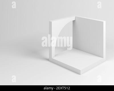 White Box Rendering Arch Example Abstract still life installation with arch and colorful balancing ...
