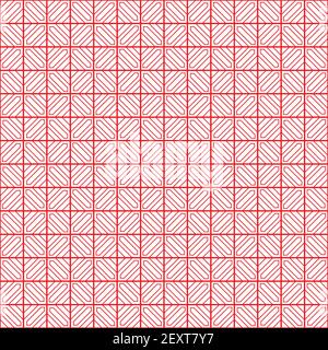Abstract seamless pattern made with lines and shapes, striped red background Stock Vector