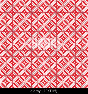 Abstract seamless pattern made with lines and shapes, striped red background Stock Vector