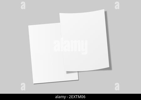 Realistic blank US letter flyer brochure for mockup. Paper or poster illustration. 3D Render. Stock Photo