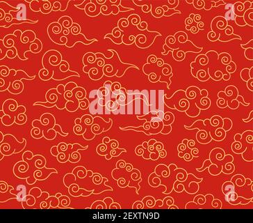Tradition oriental clouds vector seamless pattern. Chinese and Japanese ...