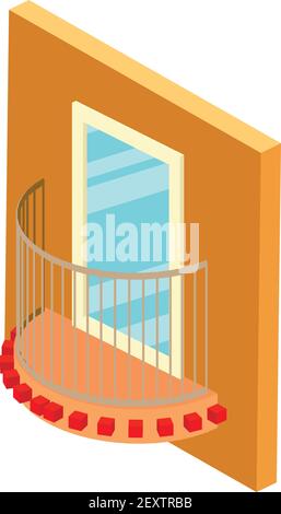 Modern balcony icon. Isometric illustration of modern balcony vector icon for web Stock Vector